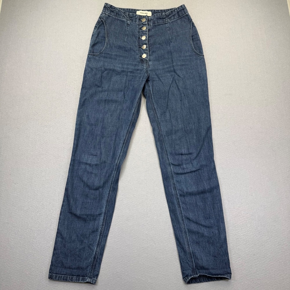 Rachel‎ Comey Womens High Rise Button Fly Tapered Leg Jeans Blue Denim Size 4